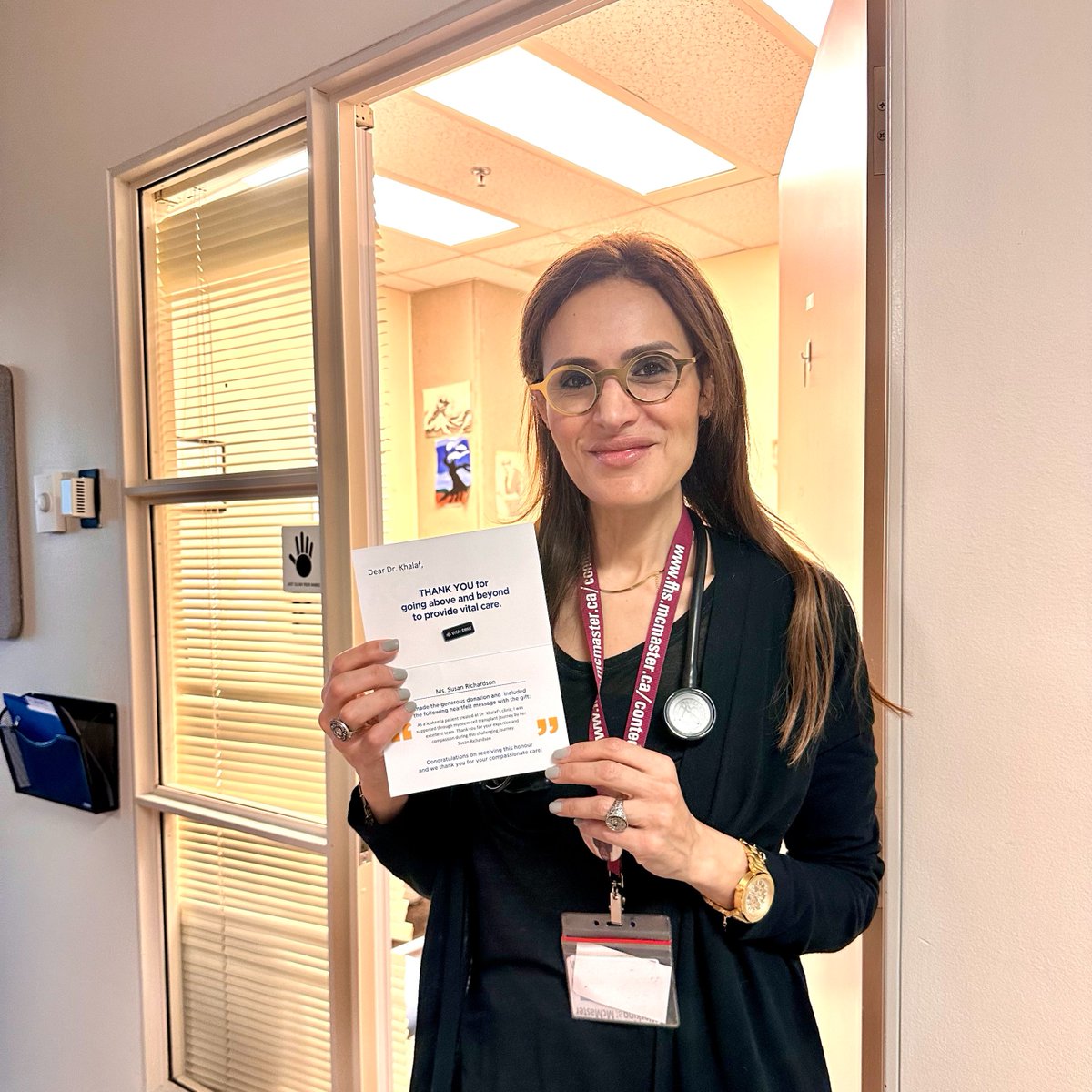 Happy #NationalDoctorsDay! Today, we celebrate the exceptional dedication of @HamHealthSci (HHS) doctors. Meet Dr. Khalaf, who was recently honoured through #VITAL2HHS, a program allowing patients to honour health care workers. Learn more at hamiltonhealth.ca/caregiver.