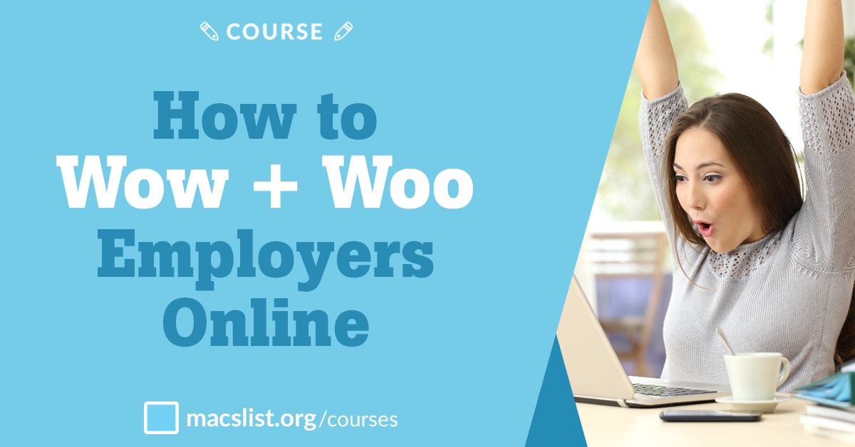 Looking good online isn't just about your personal reputation. You have to think about your professional profile, too! Ready for an online tune-up? Our @Macs_List 'How to Wow and Woo Employers Online' course will help you polish your online presence! 💻 ow.ly/gyol50Rqh26
