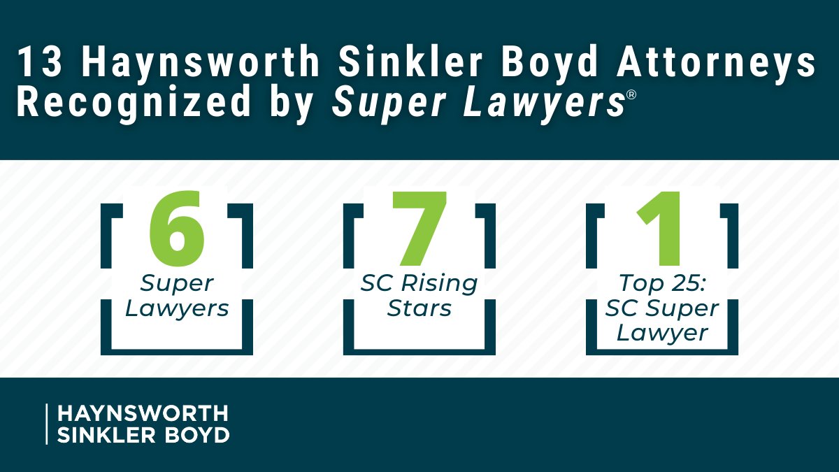 Join us in congratulating our #HSBLaw attorneys recognized in the 2024 edition of South Carolina Super Lawyers. Read more about this prominent legal ranking and the attorneys featured here: ow.ly/Ocxz50RtzBj