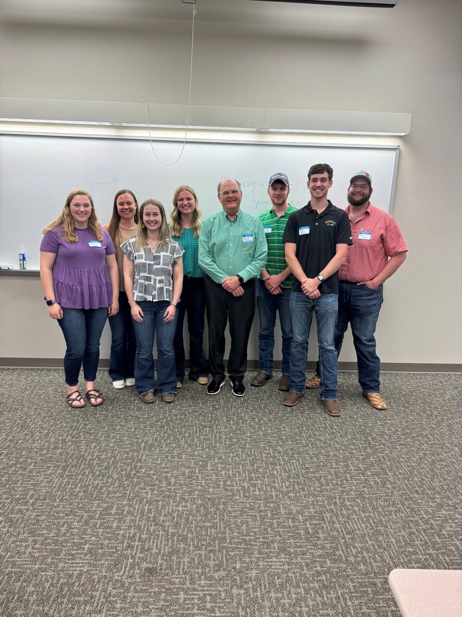 Purdue Agronomy undergrads graduating in May & Dec. 2024, were able to attend the Senior Steak Fry on April 28. Gathering with forage instructor Keith Johnson for a photo; 49 students across many agriculture degree objectives were in the forage management class this semester.