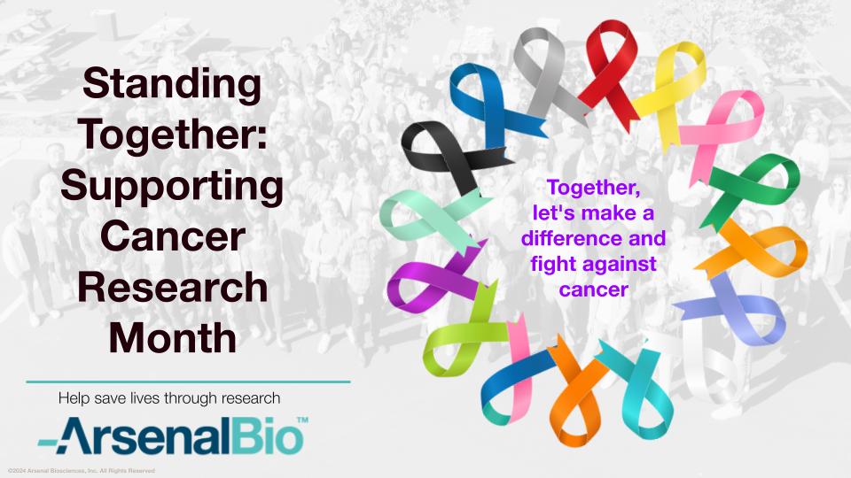 May is National Cancer Research Month. ArsenalBio is proud of the work we are doing to develop integrated circuit T-cell therapies such as #AB1015 for #ovariancancer and #AB2100 for #kidneycancer patients that are currently in clinical trials. #cancerresearchmonth #celltherapy