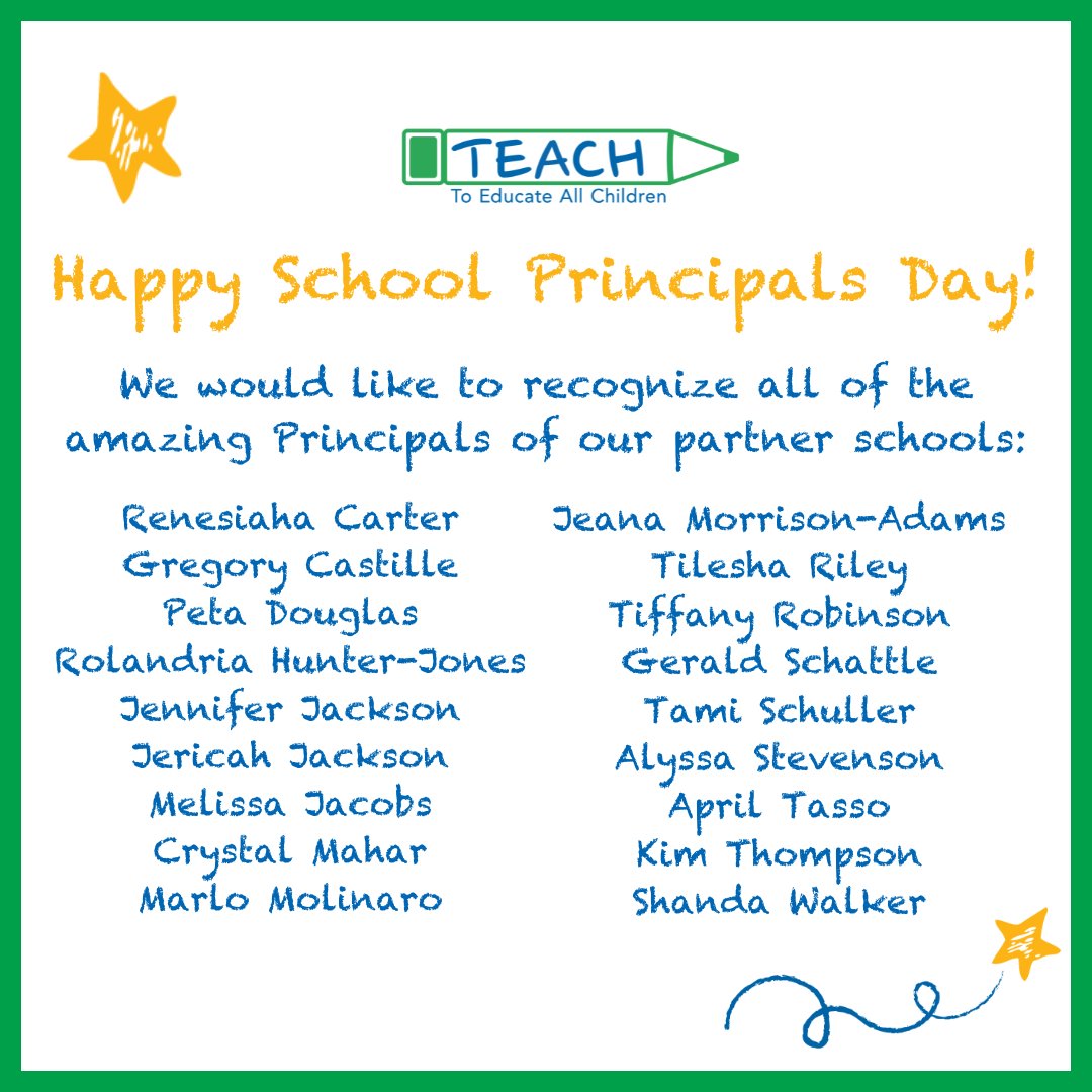 Happy School Principals Day to the leaders who make a difference in our partner schools! Your passion and hard work shine through every day and inspire us all. 

#toeducateallchildren #publiceducation #teachers #nonprofithouston #education #students #classroommanagement