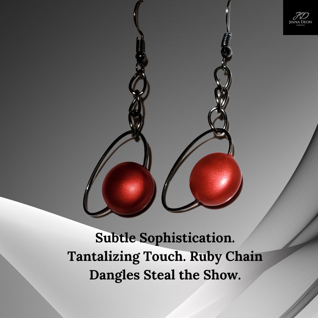 Red Ruby Chains Dangle. Sophistication + Rebellious Edge. Get Noticed. #RubyChainEarrings #RedHotJewelry #DangleLove #StatementPiece ❤