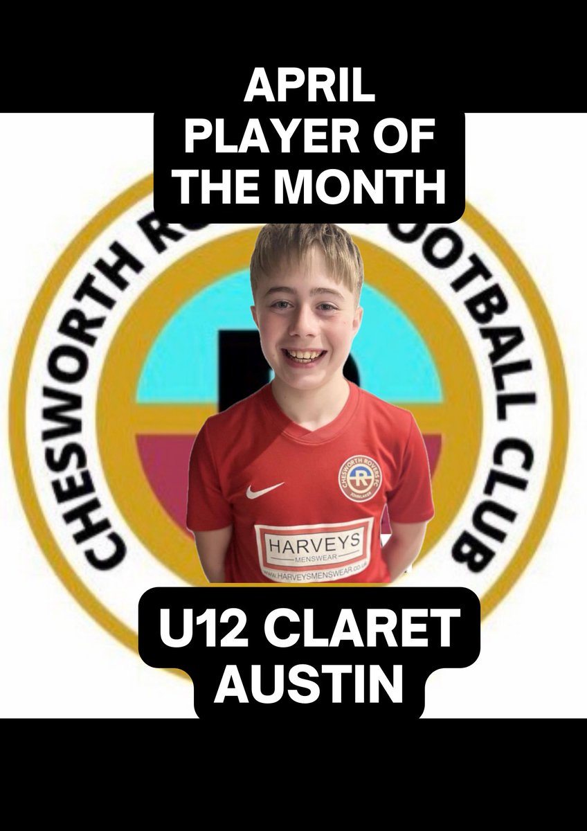 Well done Austin, our U12 clarets player of the month for April ⚽️💥