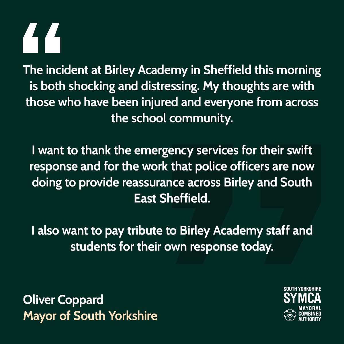 My response to this morning’s incident at Birley Academy