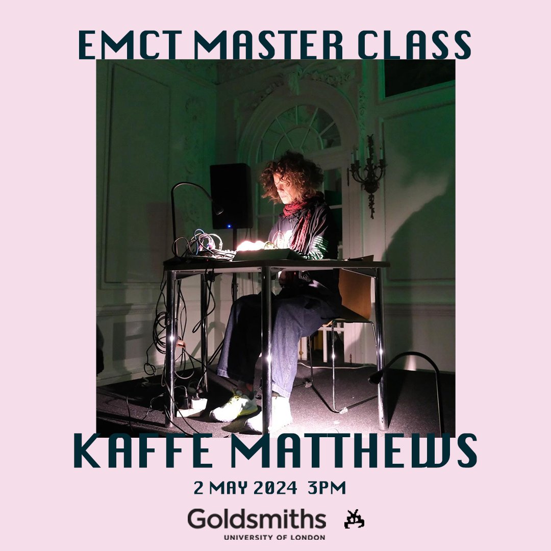 EMCT Master Class at its fifth edition is proud to present British artist and composer Kaffe Matthews.

2 May 2024 3pm - ALL WELCOME!
Sat James Hatcham Church

EMCT Degree Show Soft Opening will follow the talk!

#EMCTMasterClass #goldsmiths #London #KaffeMatthews #DegreeShow