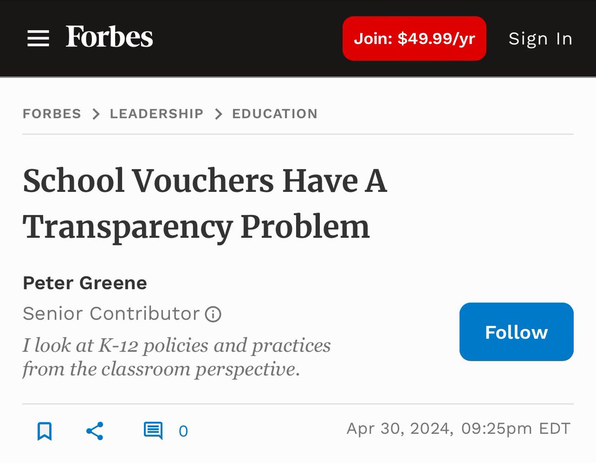 It’s simple. If vouchers did what the voucher lobby says they do, we’d already have more transparency. But we don’t, because the facts we do know tell us vouchers defund public schools, waste taxpayer dollars, and tank student achievement @palan57 forbes.com/sites/petergre…