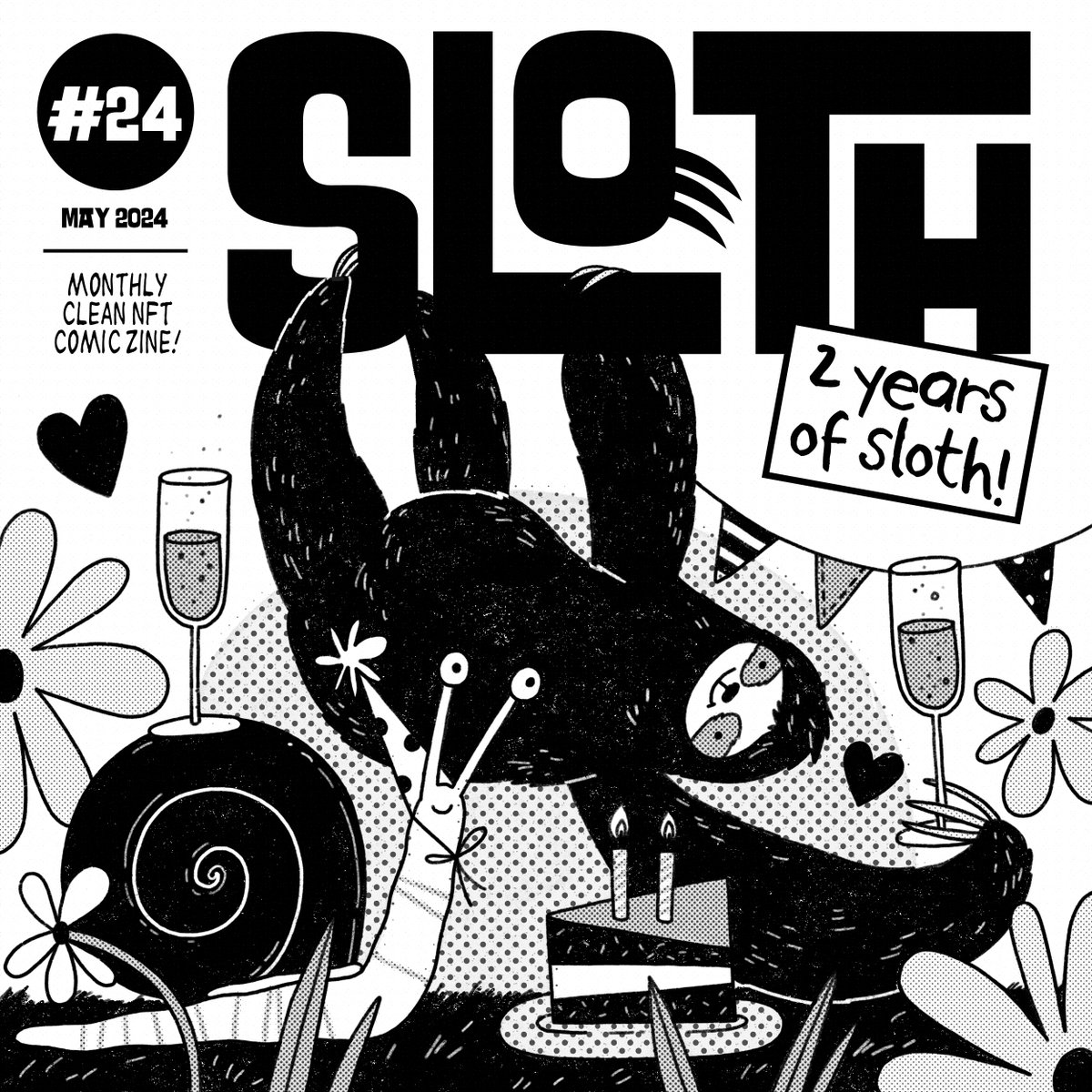 SLOTH TURNS 2 YEARS OLD 🎉
24th issue is out now! 🦥

Sloth #24 - May 2024
Monthly Clean NFT Comic Zine!

51 Artists, 56 Pages
teia.art/objkt/851525
objkt.com/tokens/hicetnu…

Available only for 3 tez 🔥

* The pdf may take time to load. 🐌

Cover illustration: <a href="/KaterinaCreate/">KaterinaCreate🍄</a>