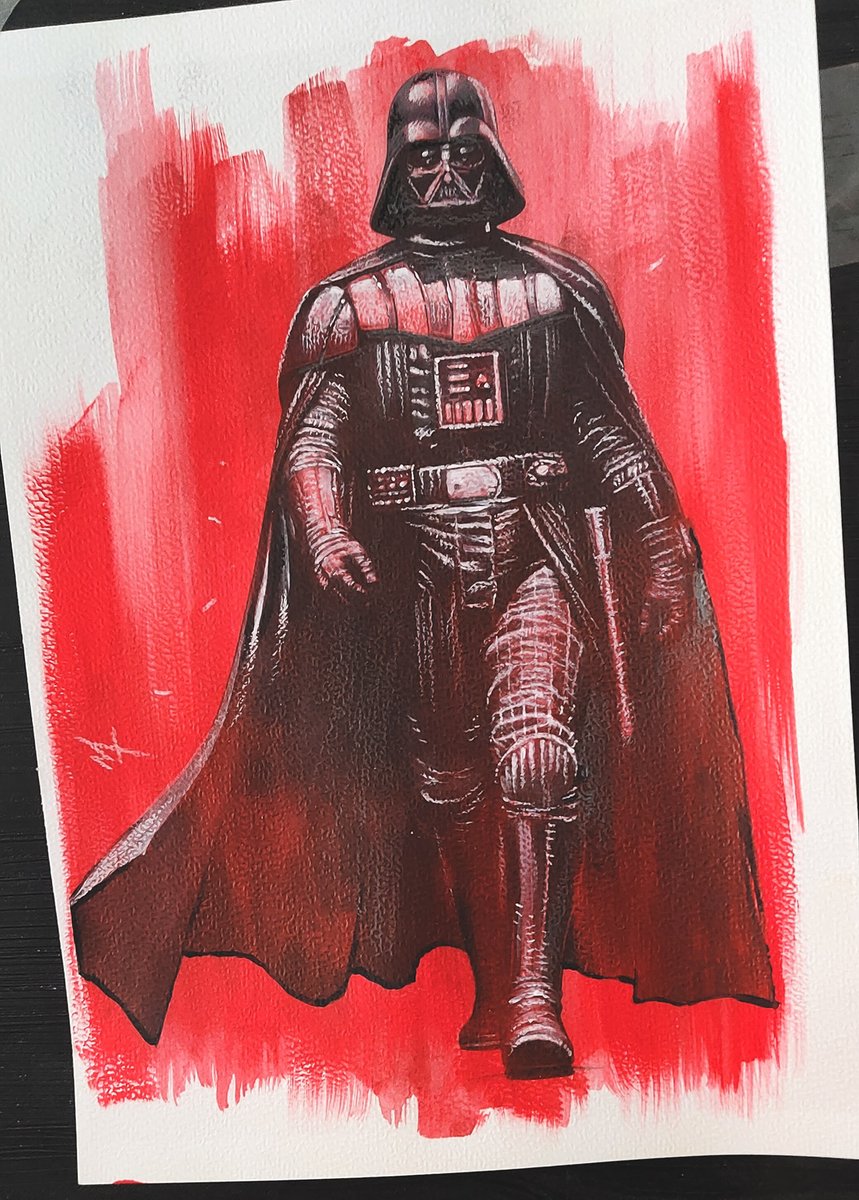 I'm creating a series of homages to Star Wars in A3 and A4 format ( in this case is A4 ), acrylic, pencil and watercolour! Anyone interested? If yes feel free to send me a PM ;) #starwars #darthvader #originalart #commission #drawonpaper #acrylic #ArtistOnTwitter