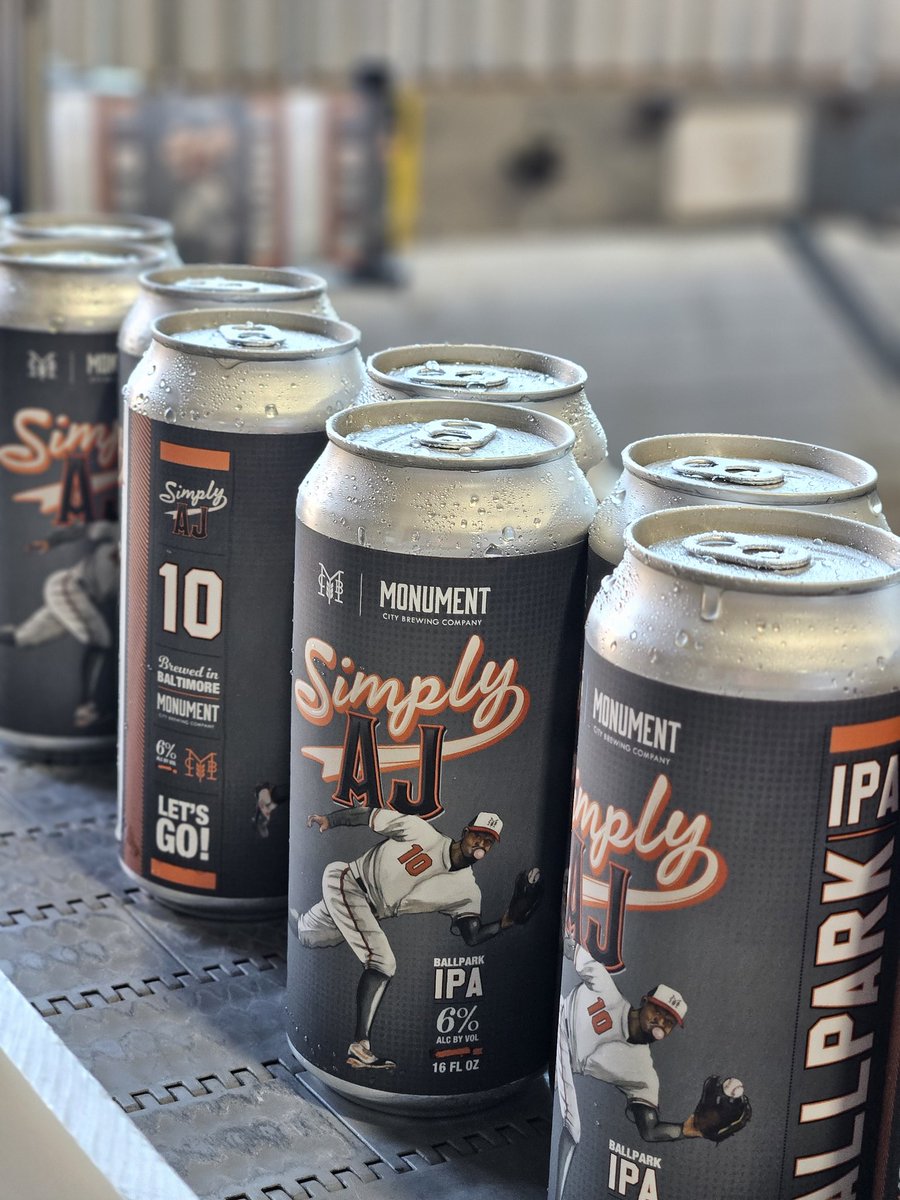 Fresh Simply AJ Ballpark IPA coming off the line today! There is no better way to enjoy an O's game day than with one of these in your hand. You can find it at the ballpark and your favorite craft beer spots throughout Maryland. ⚾️🏟🍺 @simplyaj10 @adamjonespod #baltimore…