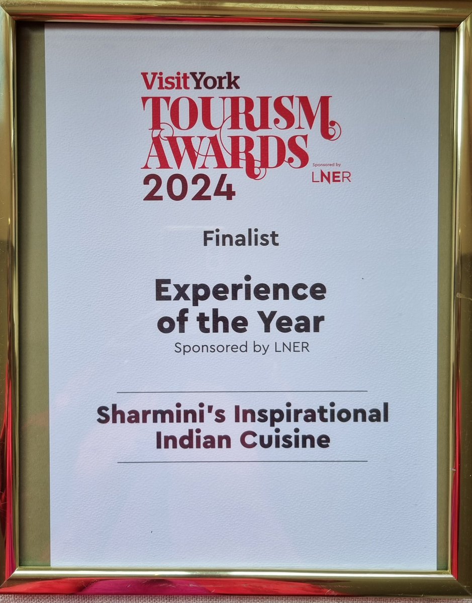 #Unveiling our latest triumph!!

Exciting news! We received a certificate confirming Sharmini's Inspirational Indian Cuisine as a #Finalist for #BestExperienceoftheYear in York, UK's top 2024 destination! Thanks to our clients for 25 years of support! #teambuilding #group