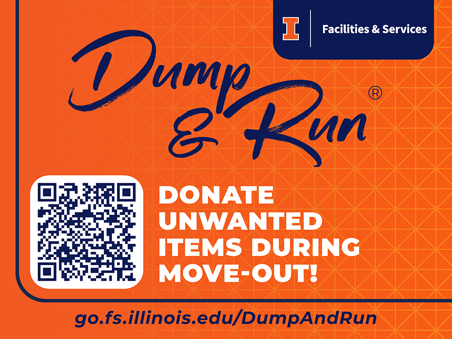 Moving out? 🚚
Donate your unwanted items to Dump &amp; Run! 👚📚🛋️

Collection boxes will be available near <a href="/UofIllinois/">University of Illinois</a> residence halls 8 am-8pm May 6-12. And help fight hunger by donating food items for <a href="/eifoodbank/">Eastern IL Foodbank</a>! 🥫

For a map, acceptable items &amp; more:
🔗go.illinois.edu/DumpAndRun
