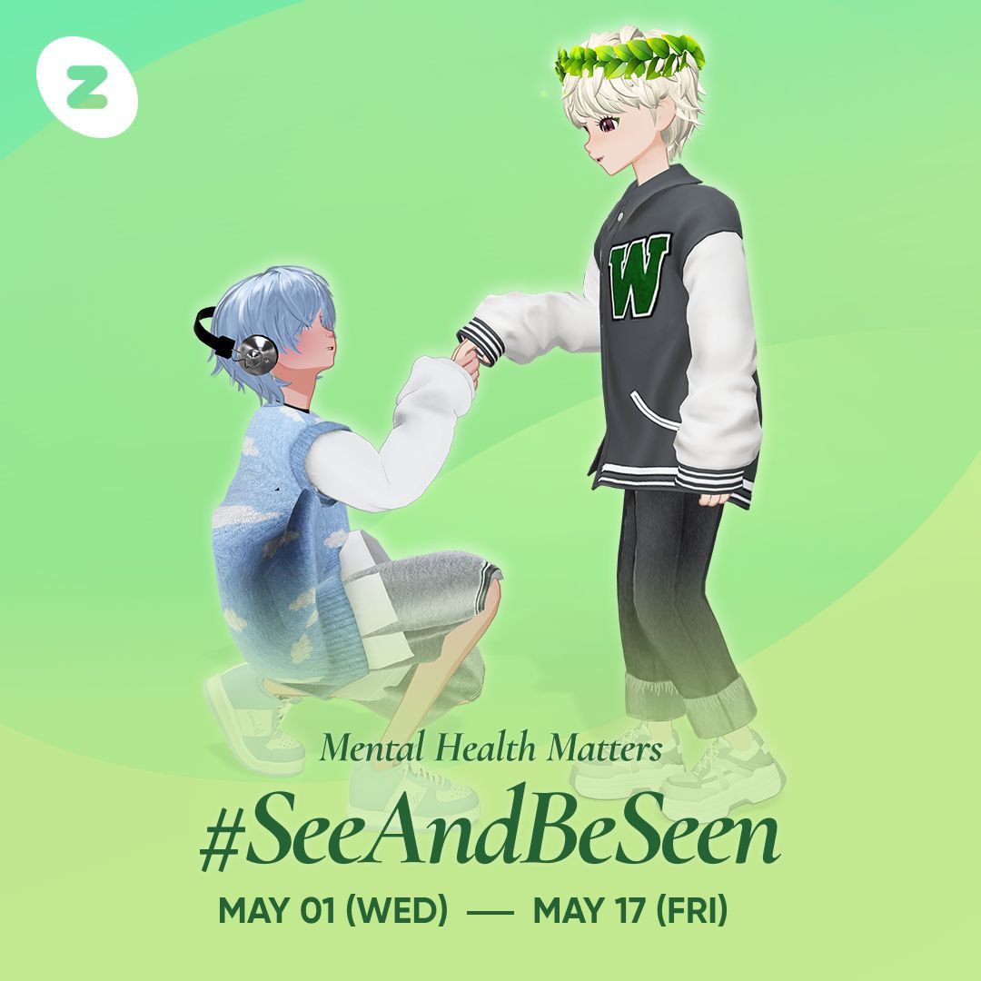This Mental Health Awareness Month, tag a friend or follower that is DIFFERENT from you in the 'See And Be Seen' Booth! 💚 We'll be awarding diverse content that shows how you're seeing the people around you. 👨‍👩‍👧‍👦 buff.ly/3Wnu3Wf #MentalHealthMatters #SeeAndBeSeen #ZEPETO
