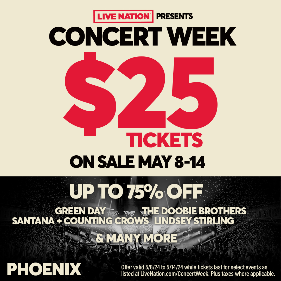 Get ready for Concert Week, May 8-14! $25 tickets to over 5,000 shows — that’s up to 75% off! It’s the perfect time to get concert and comedy tickets to see ALL your favorite artists live! 🎟️ LiveNation.com/ConcertWeek