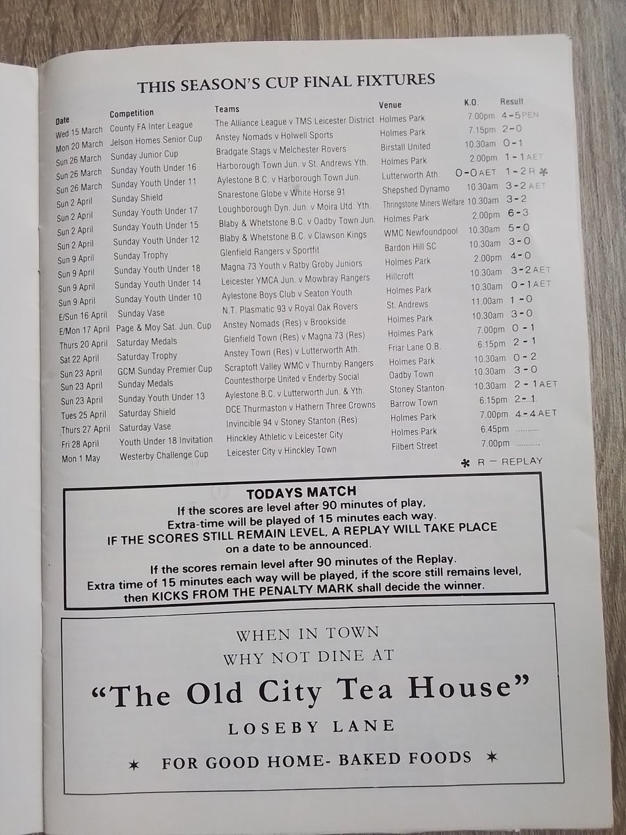 #onthisday 1995. I was at Filbert Street for the @leicsfa Westerby Challenge Cup Final between @LCFC and Hinckley Town. The game ended 2-2 . A replay would be required. @nlprogs