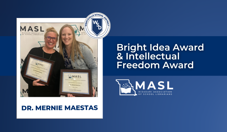 Congrats to Dr. Mernie Maestas, Boone Trail Elementary librarian and lead librarian for the WSD, for receiving the Bright Idea and the Intellectual Freedom awards at the Missouri Association of School Librarians Conference! Read more: bit.ly/WSDMernieMaest…. #WeAreWentzville