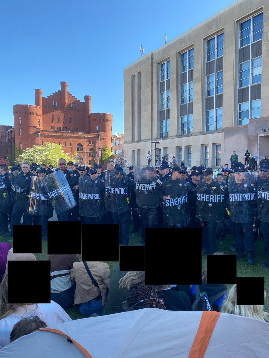 this is how uw-madison responds to students sitting on the lawn peacefully — dean olstad, chancellor mnookin, and every other administrator was nowhere to be seen after calling the state patrol on their own students and they STILL refuse to meet with us