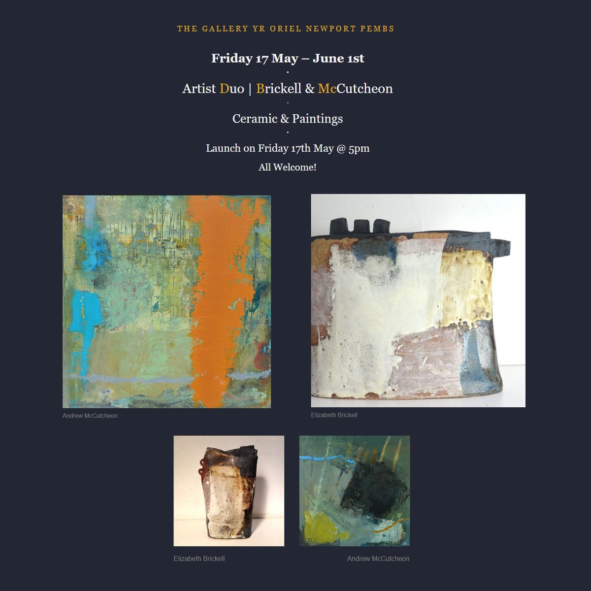 Coming up at The Gallery Yr Oriel Newport Pembs. Friday 17th May - to June 1st...