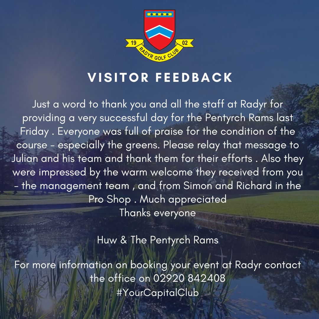 Great to get some feedback from recent visitors, if you would like more information about visitor pricing please call the office on 02920 842408 or check the website.