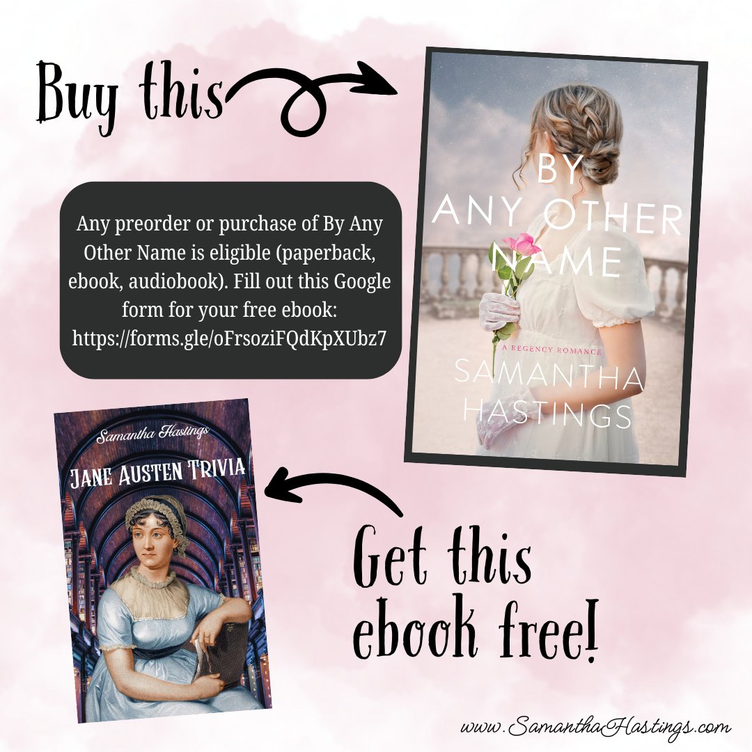 BY ANY OTHER NAME was inspired by Jane Austen's family! Jane, her sister Cassandra, and her mother were given a cottage by her wealthy brother who had been adopted by wealthy relatives, Edward Knight. Buy my book and a free ebook of JANE AUSTEN TRIVIA: forms.gle/oFrsoziFQdKpXU…