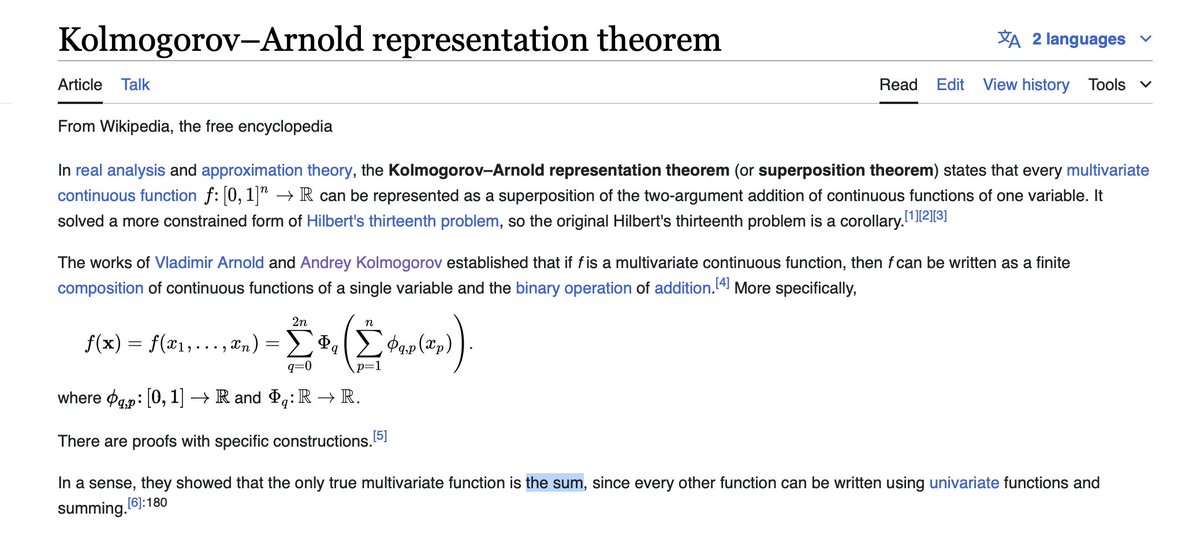 Turns out, a simple sum operator might just render #deeplearning obsolete. Solid math-based ideas are proving once again to outperform gimmicks.

#kolmogorovarnoldnetwork