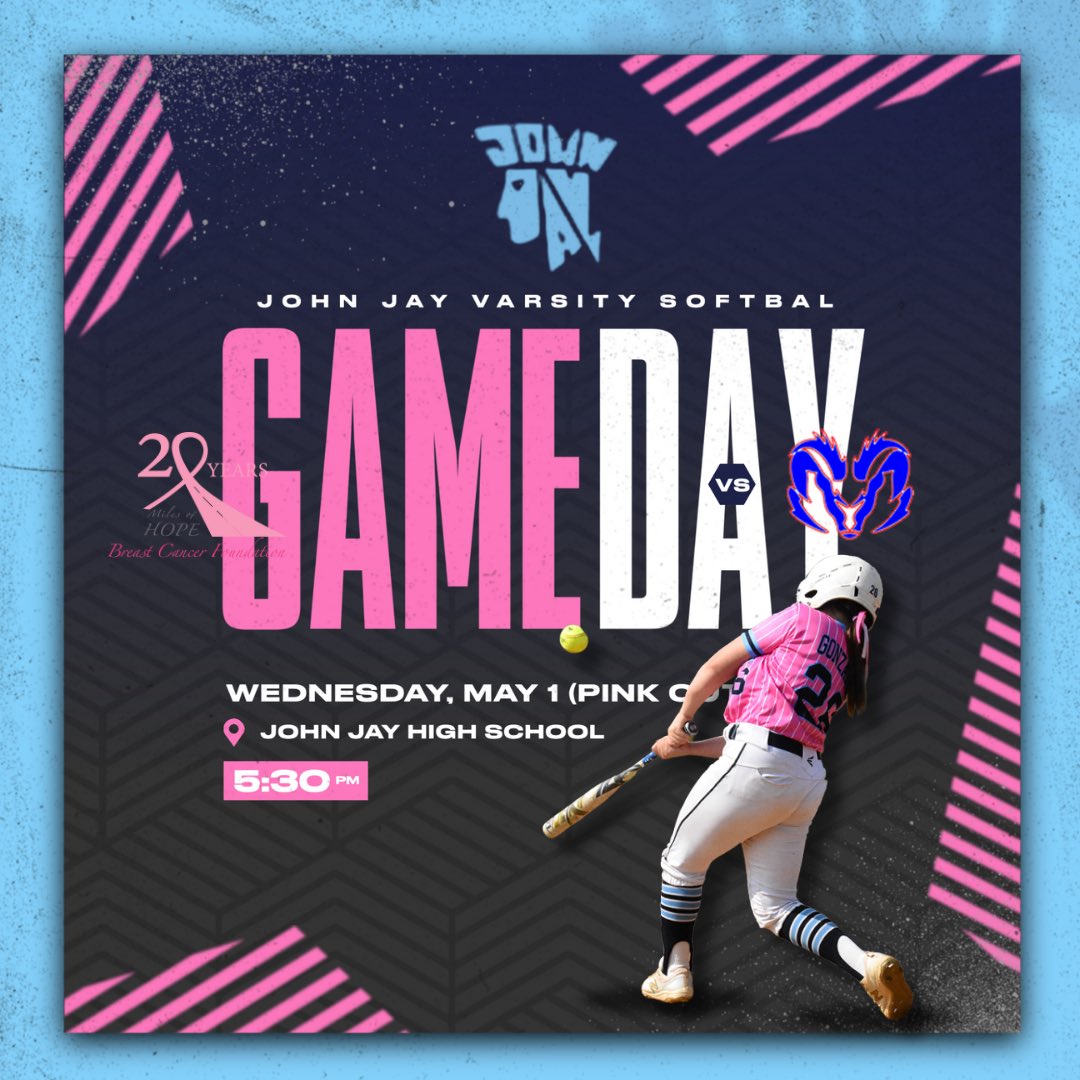 𝐆𝐚𝐦𝐞 𝐃𝐚𝐲 🥎🩷

🆚 Carmel 
⏰ 5:30 PM
📍 John Jay High School 
🎀 Pink Out for @milesofhopebcf 
📺 events.locallive.tv/events/146471

#HoldTheRope @wcsdempowers