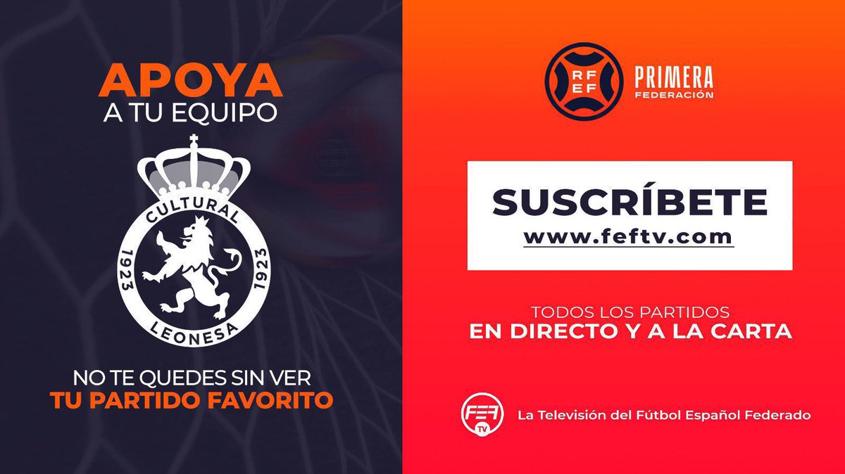 📺 TV | Sigue todos los partidos de la @Primera_RFEF en @fef_tv #AúpaCultu #PrimeraFederación