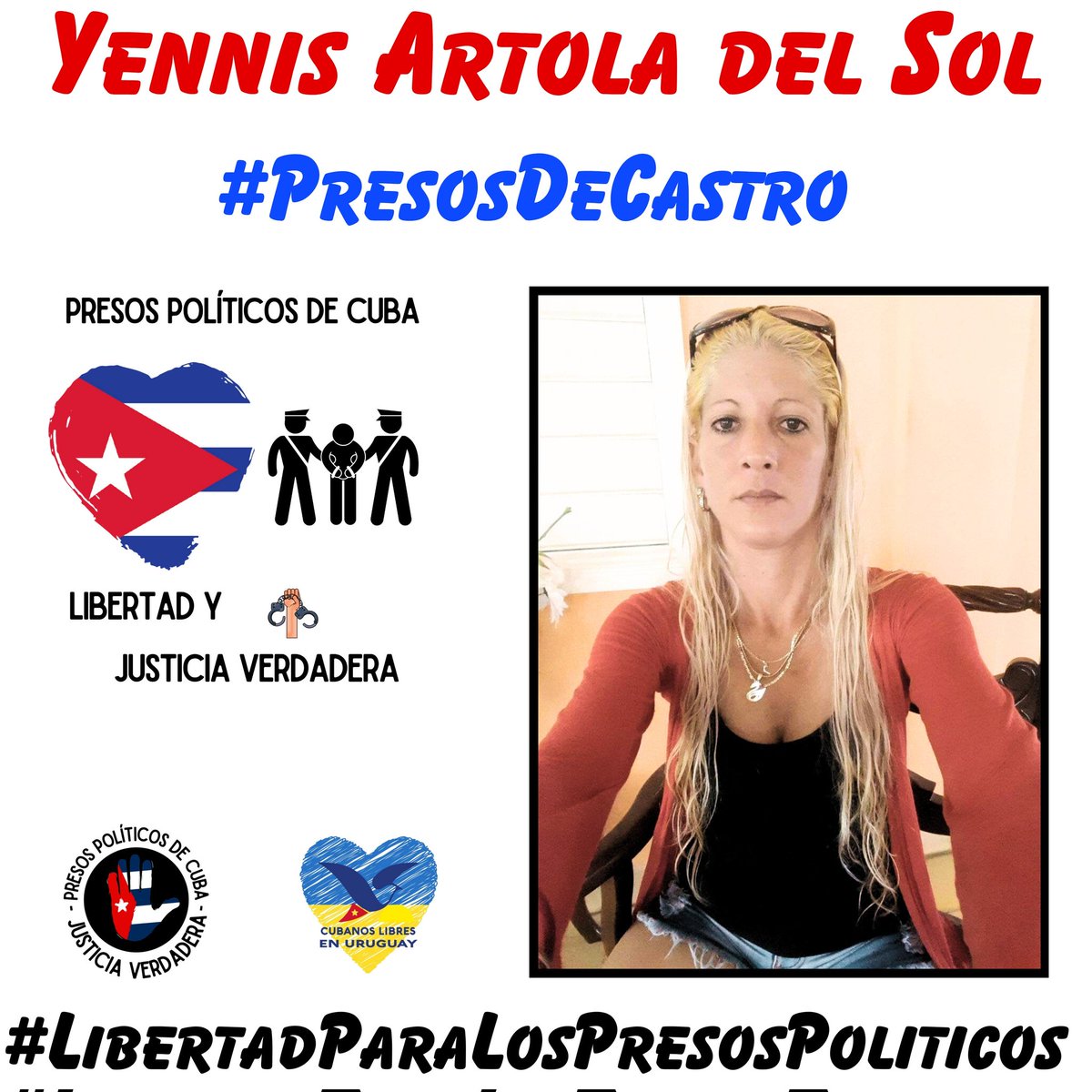 #Twittazo Libertad para Yennis Artola del Sol. 
.
#PresosDeCastro Encarcelados por decir la verdad. Su sacrificio es nuestro llamado a la acción.
.
.
.
#HastaQueSeanLibres 
#PresosPoliticosDeCuba
#LibertadParaLosPresosPoliticos