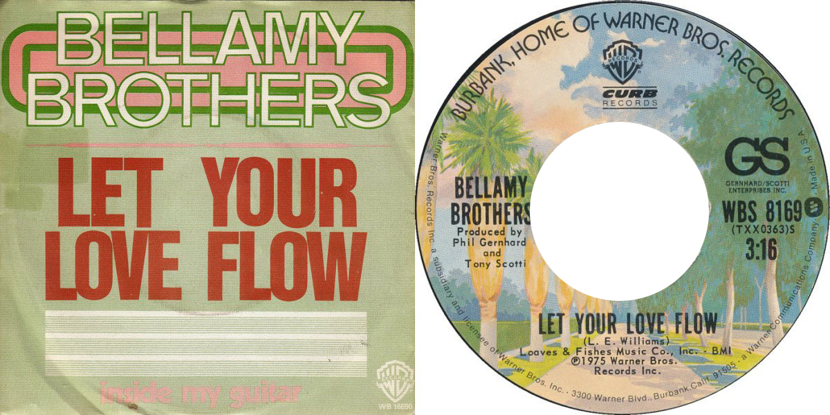 May1,1976 #BellamyBrothers are at #1 on the billboard Hot100 Singles Chart with 'Let Your Love Flow' written by Larry E. Williams (a roadie for Neil Diamond's live shows)