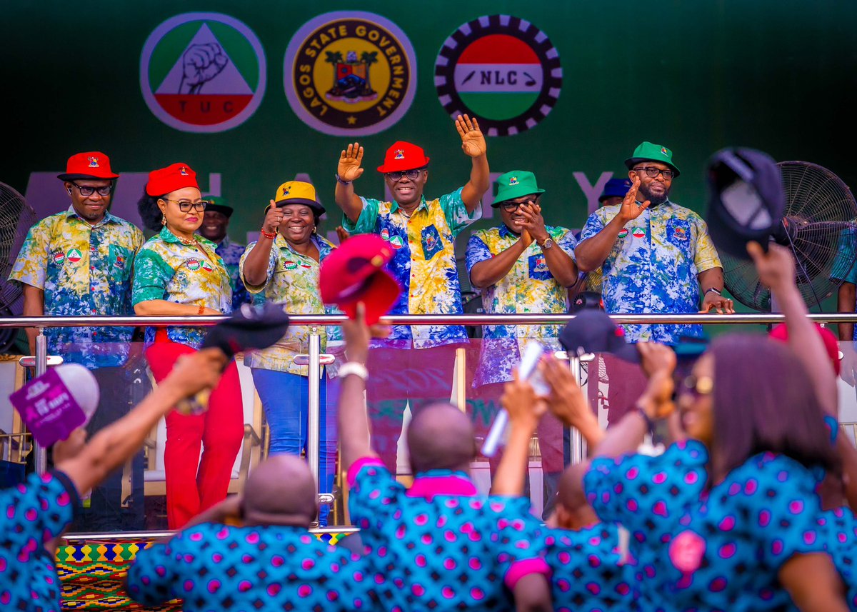 jidesanwoolu's tweet photo. During the Workers’ Day celebration today, I assured workers in the State that our administration will implement the new minimum wage approved by the Federal Government. 

I commended the workers for their dedication and emphasized our commitment to prioritizing the welfare of people through various initiatives and also reiterated our focus on creating a more inclusive and equitable society where workers are respected and empowered to thrive. 

We will continue to invest in education, training, and skills development to equip our workforce with the tools they need to succeed in their places of work because we recognize the vital role that workers play in driving progress and prosperity in our society.