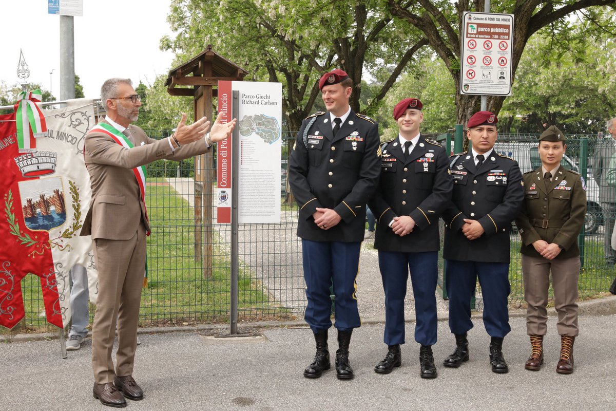 Honoring history, honoring heroes. 🫡 Today, the 173rd Airborne Brigade stands on sacred ground at Ponti sul Mincio 🇮🇹 to commemorate the Battle of Monte Casale—the final battle of WWII on Italian soil. We remember the bravery and sacrifice of those who fought for freedom.