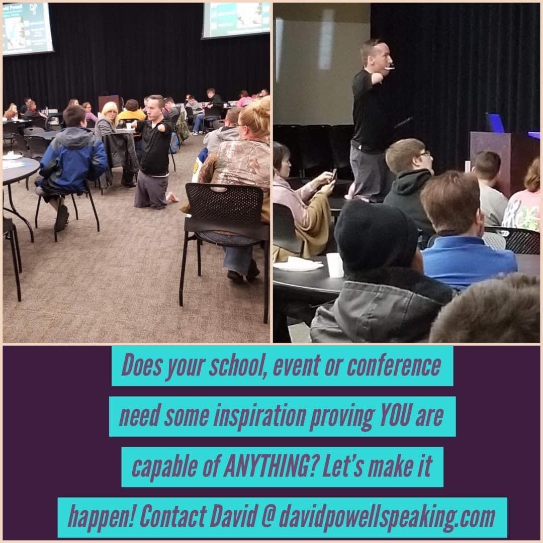 Does your next conference or event need a speaker who can not only motivate the crowd, but also challenge them to look at life from different perspectives? Look no further 😁 #motivationalspeaker #davidpowellspeaking #stayinthegame @kevinhoneycutt