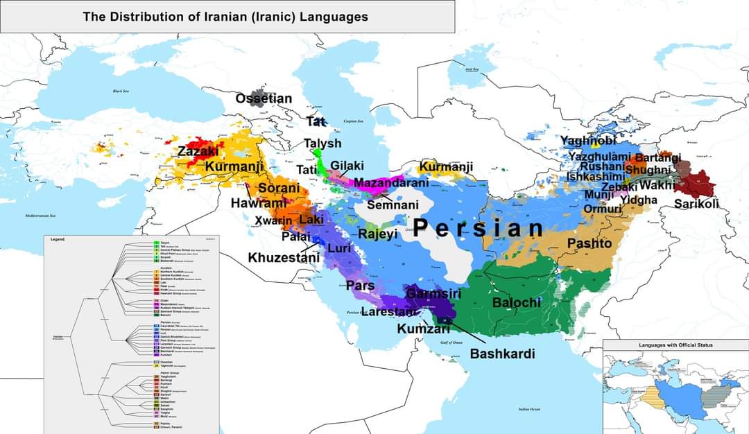 This map illustrates the distribution of Iranian (Iranic) languages, a significant branch of the Indo-European language family. These languages are primarily spoken across Iran, Afghanistan, and parts of the Caucasus, Central Asia, and Pakistan.

Key highlights from the map…