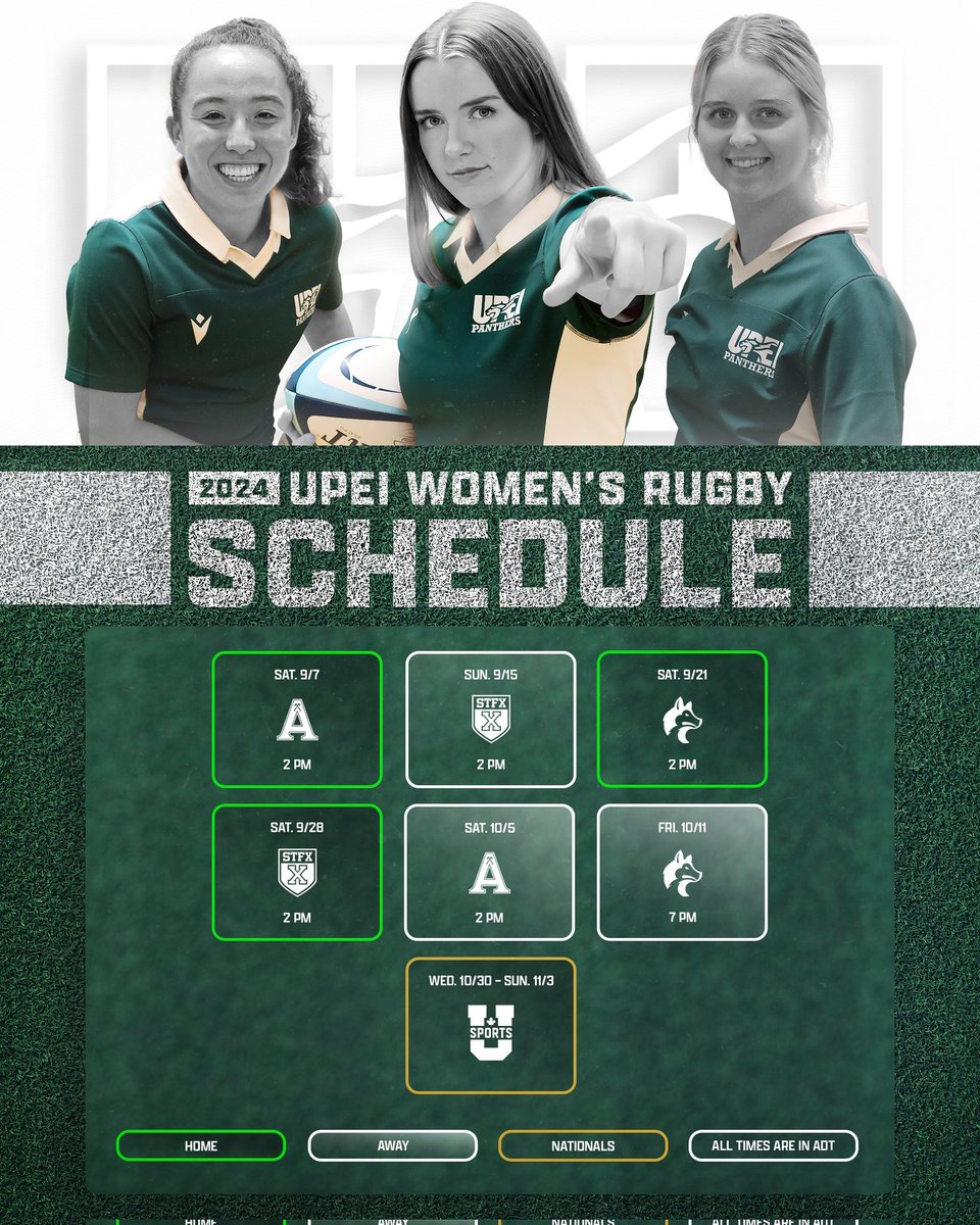 🏉 2024 RUGBY SCHEDULE 🏉 2024 promises to be a big year with us hosting the @USPORTSca Women's Rugby Championship!🏆 #GoPanthersGo | #Rugby | #Schedule