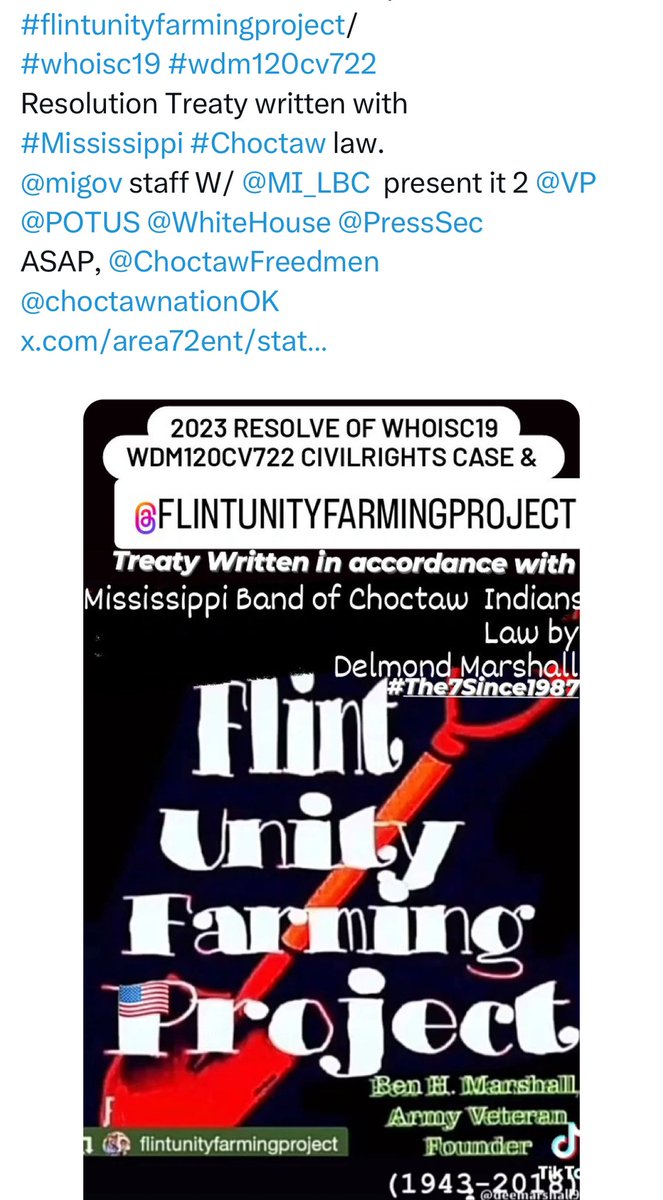 @stephanielily @JeremyAllenMoss #flintunityfarmingproject resolution sent to @SpeakerJoeTate 2/21/24 need to be on the ballot for #michigan citizens to decide on, especially #flintwatercrisis survivors in Flint! @VP @POTUS @WhiteHouse @NRSC @freep 
@NCAI1944 @MI_LBC @USAO_MIE ison 
x.com/area72ent/stat…