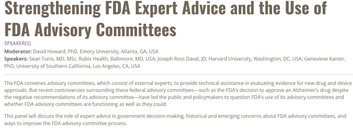 Attending #ISPOR2024? Check out our panel on FDA advisory committees - this Sun, 5/5, 5:30-6:30, Rm A411, Congress Center - Joseph Daval, JD, @PORTAL_Research - @SeanTunis, MD, Rubix Health - me @USCPrice @SchaefferCenter Moderator: @CostAnEffect (David Howard) @EmoryRollins