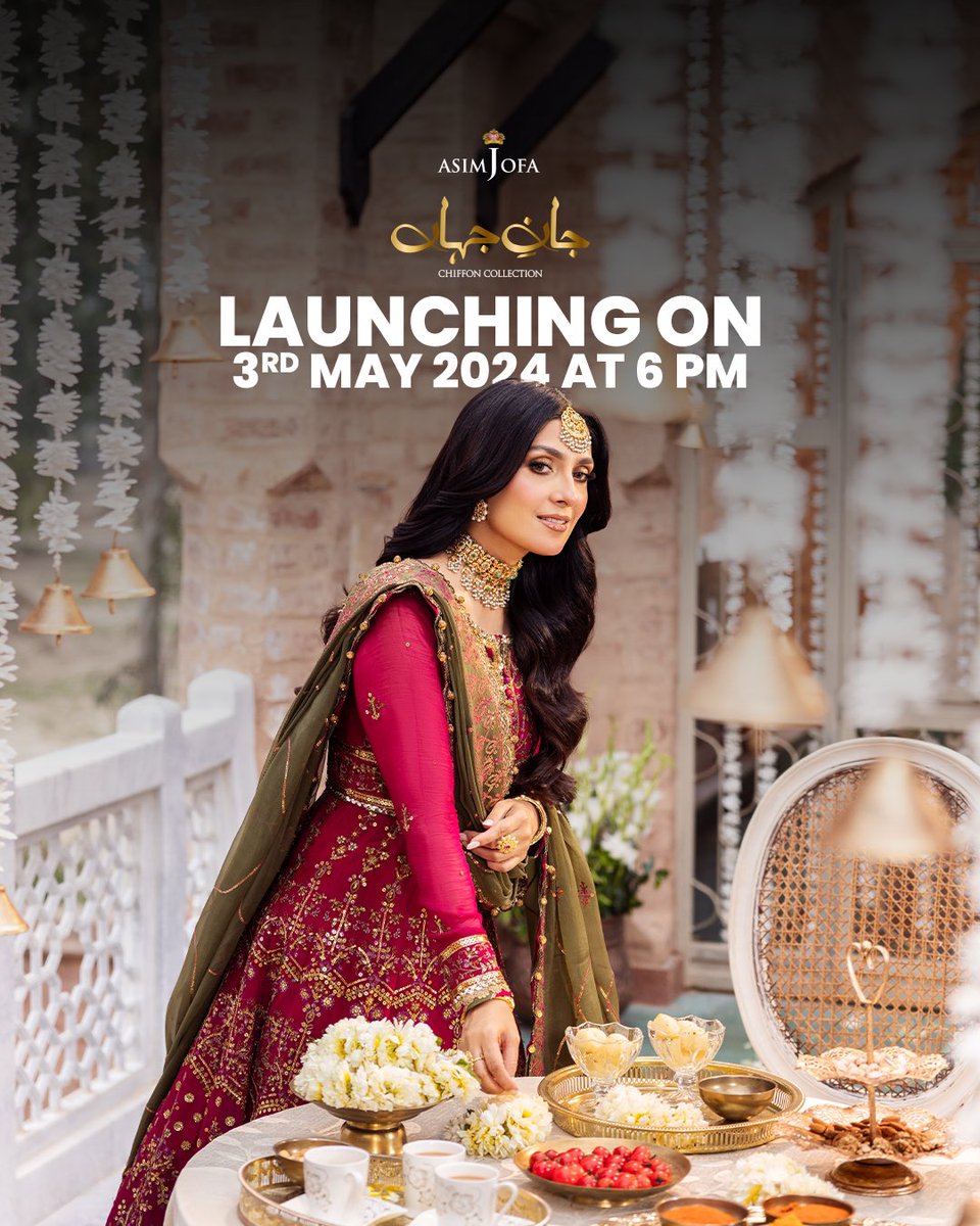 Embark on a journey of enchantment with Asim Jofa's 'JAAN-E-JAHAN Collection'. Mark your calendars for May 3rd at 6pm and immerse yourself in a tale of love and passion woven into every thread of this magical ensemble. For More Details, Visit: asimjofa.com #AsimJofa