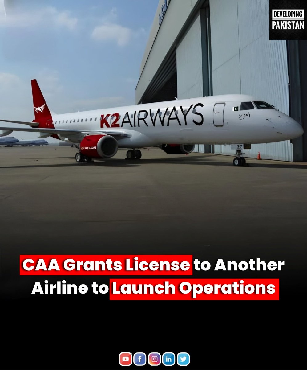 The Civil Aviation Authority (CAA) has officially granted a charter license for K2 Airways for commencing airline operations,

This decision comes after the airline fulfilled all the necessary conditions set by the authority.

#K2Airways #civilaviation #Pakistan 🇵🇰 🇵🇰