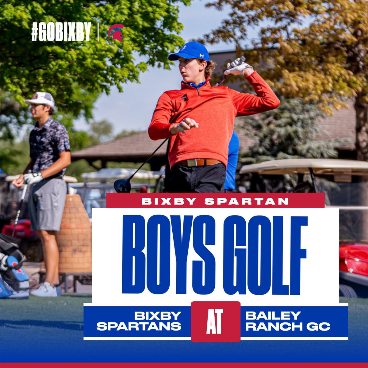 Good luck to the Boys Golf team in Owasso today! 📆: May 1 ⛳️: Bailley Ranch Golf Club 🔴: Regional Tournament 📍: Owasso, OK #PlayLikeChampions | #BixbySpartans