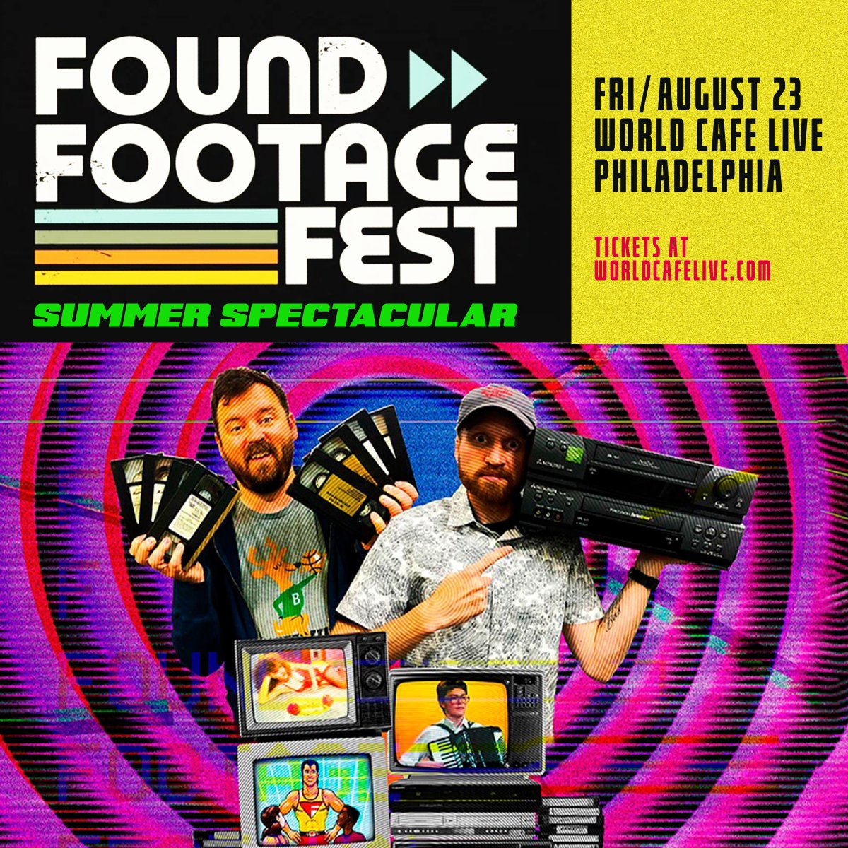 *Just Announced* Joe Pickett (@TheOnion) + Nick Prueher (@colbertlateshow) share their best video finds from 2024, including a New Age 'self massage' tape at @foundfootage Festival in The Lounge on  August 23! Tickets go on sale 12pm Friday: tinyurl.com/34vxaens