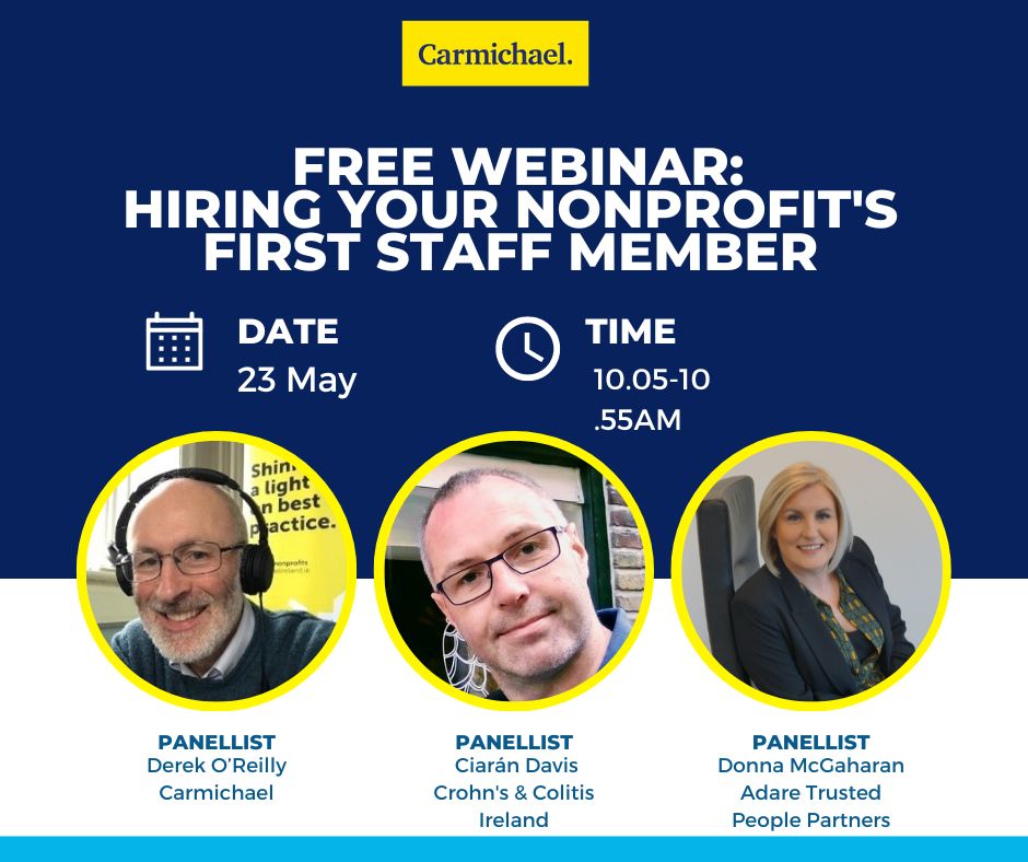 ▶️Free webinar ◀️ 💻Hiring your nonprofit's first staff member 📅Thursday May 23rd ⏰10.05-10.55am Find out more 👇 carmichaelireland.ie/free-webinar-o… Register 👇 us02web.zoom.us/webinar/regist… #webinar #nonprofitsupport