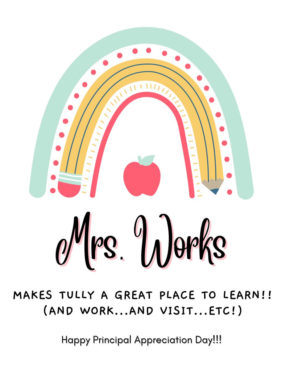 We sure are blessed with the BEST principal, Mrs. Works!! Happy Principal Day @tullyelemjcps!!