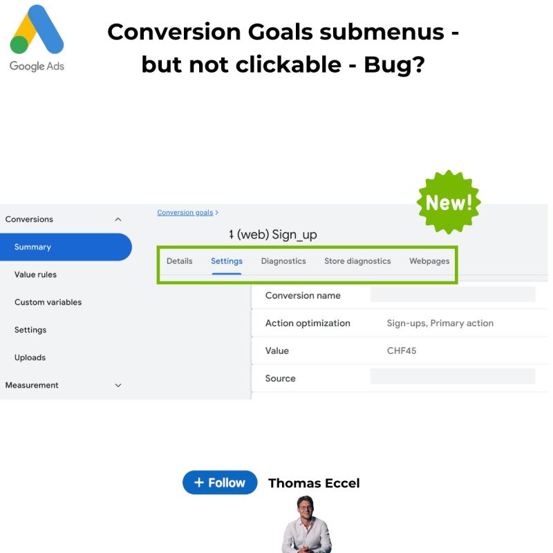 Thomas Eccel found these new submenus! Also, it looks like he is using the new Google Ads design 😲 .

#PPC #SEA #Ads #GoogleAds