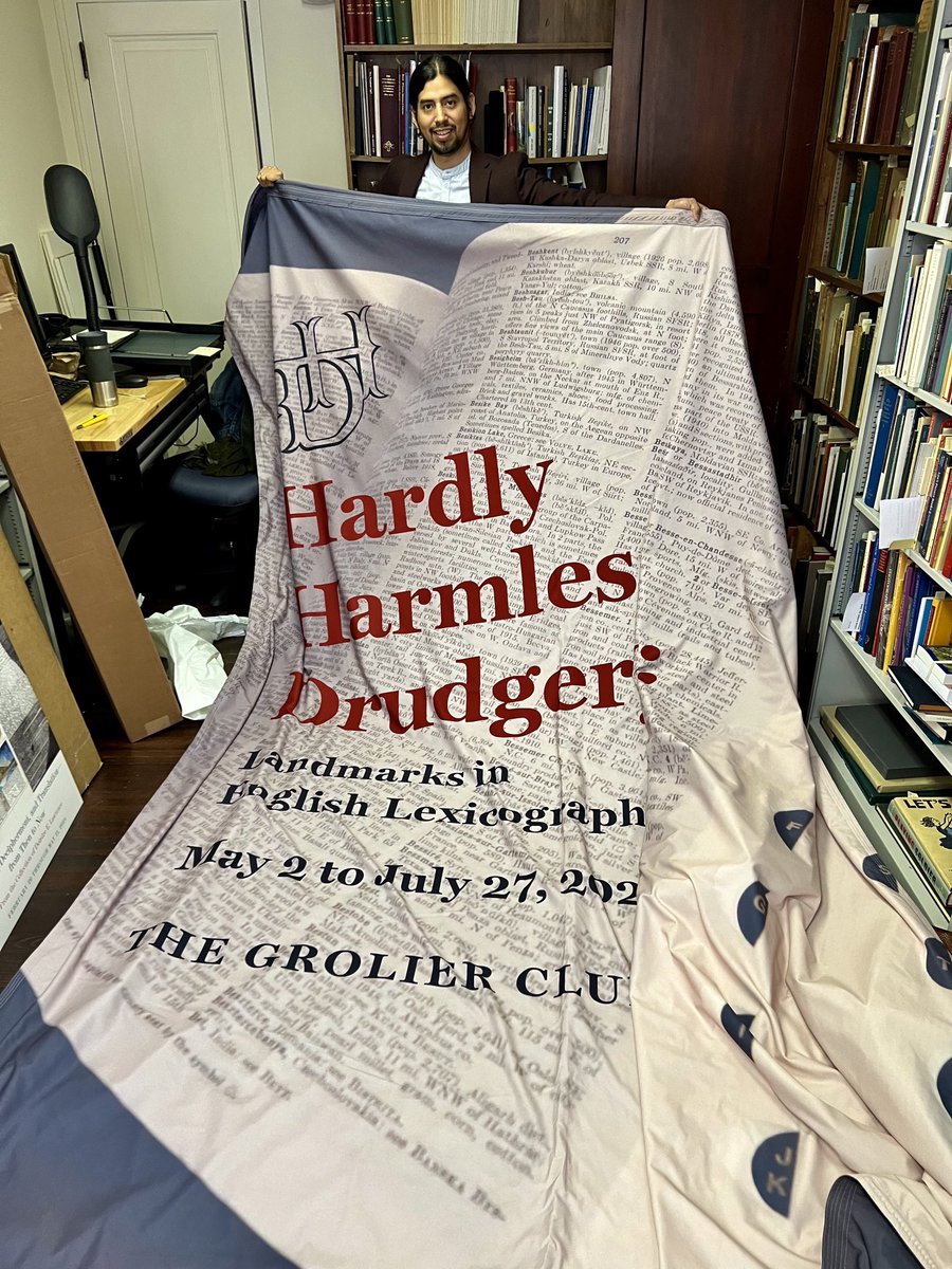 The big exhibition begins tomorrow in NYC. For the duration, this banner will be flown outside the Grolier Club. #dictionaries #books #museums #collecting #bibliophiles #lexicography