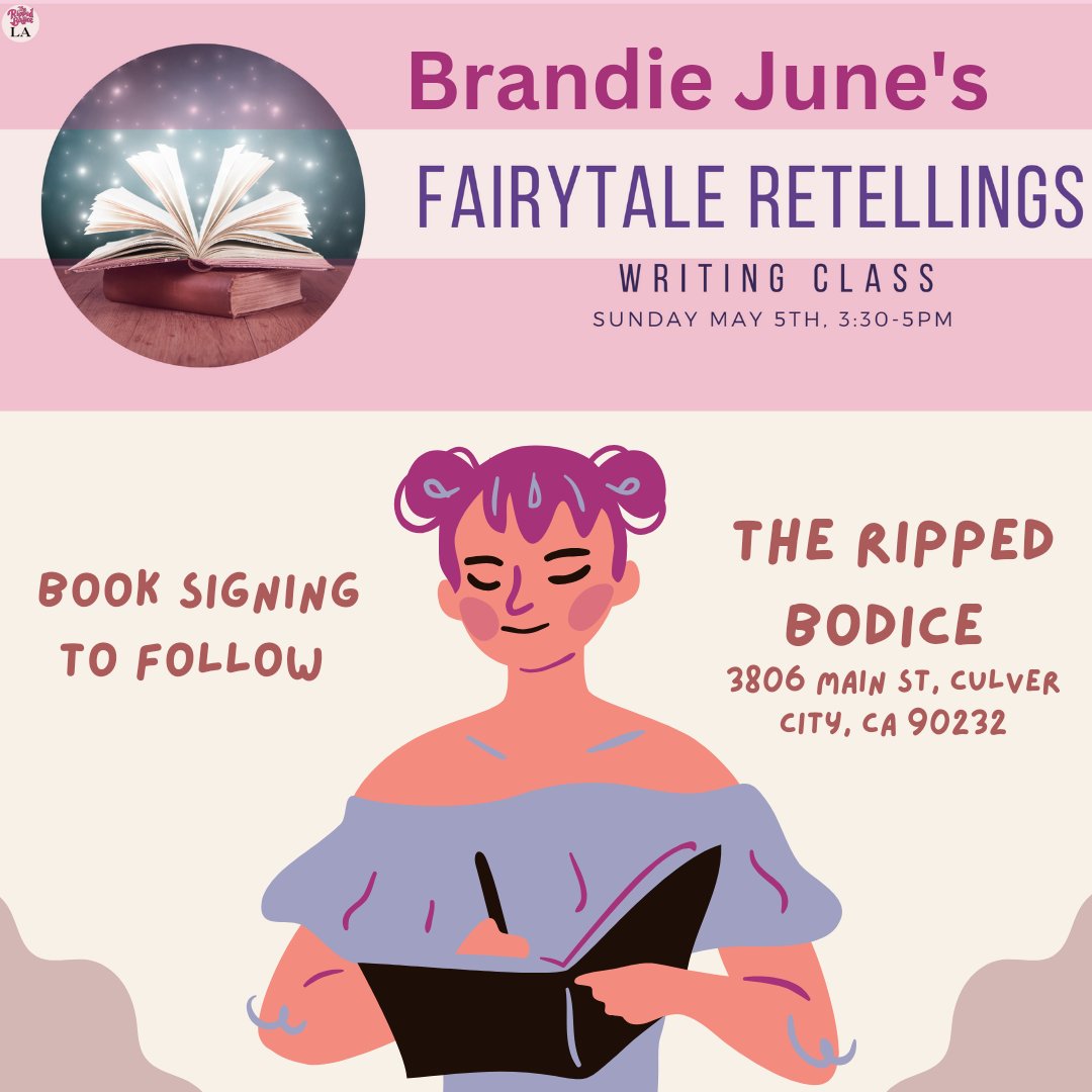 Have you gotten your ticket for my fairytale retelling writing workshop this Sunday at the Ripped Bodice? Get your creative juices flowing! PLUS book signing to follow and official candles from Briarwick Candles will be available. e.sparxo.com/m/FairytaleRet…