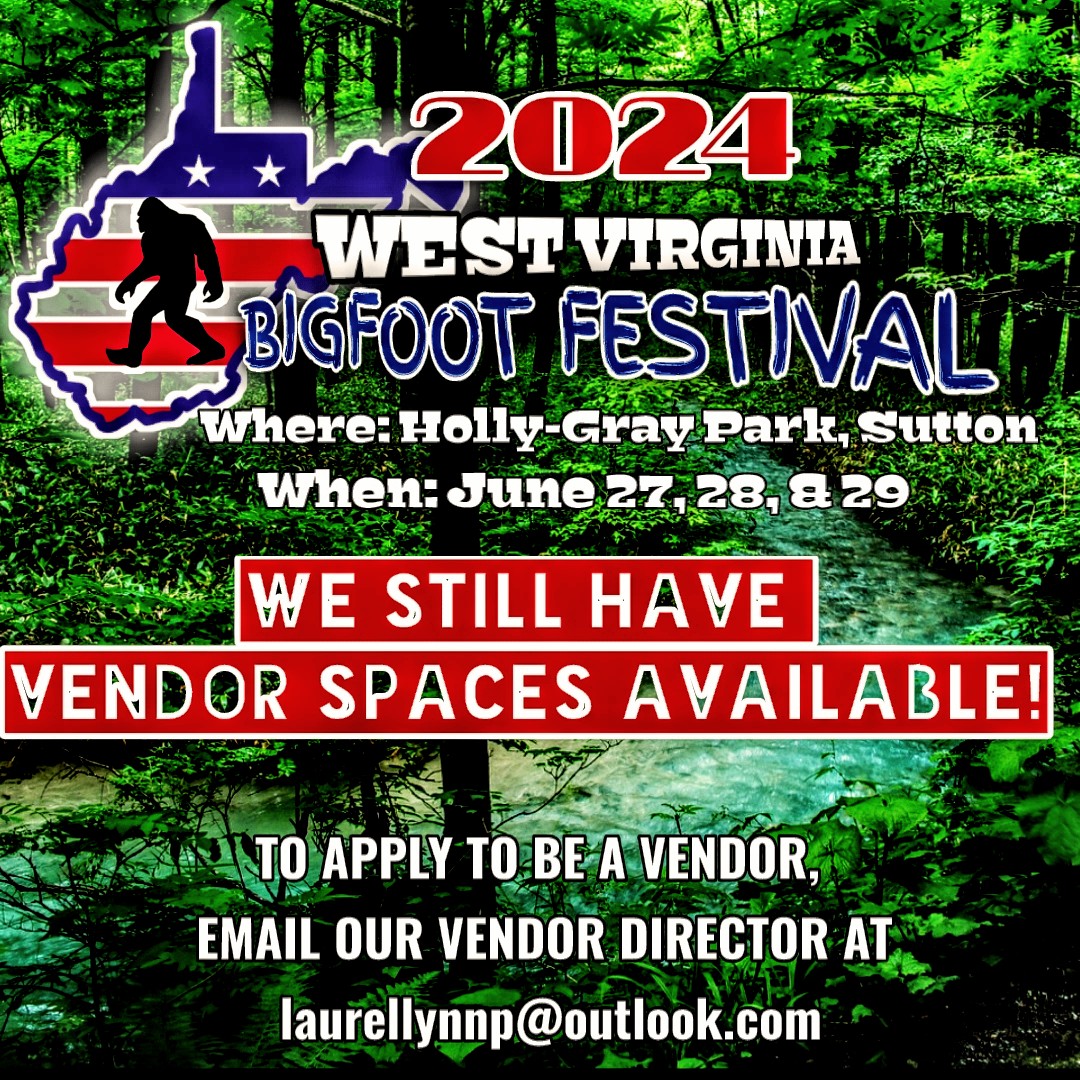 Howdy y'all! We do still have vendor spaces available, but we cannot guarantee they will last very long as we get closer to June! Make sure you email our vendor director at laurellynnp@outlook.com today in order to get your application started! #wvbigfootmuseum #cryptozoology…