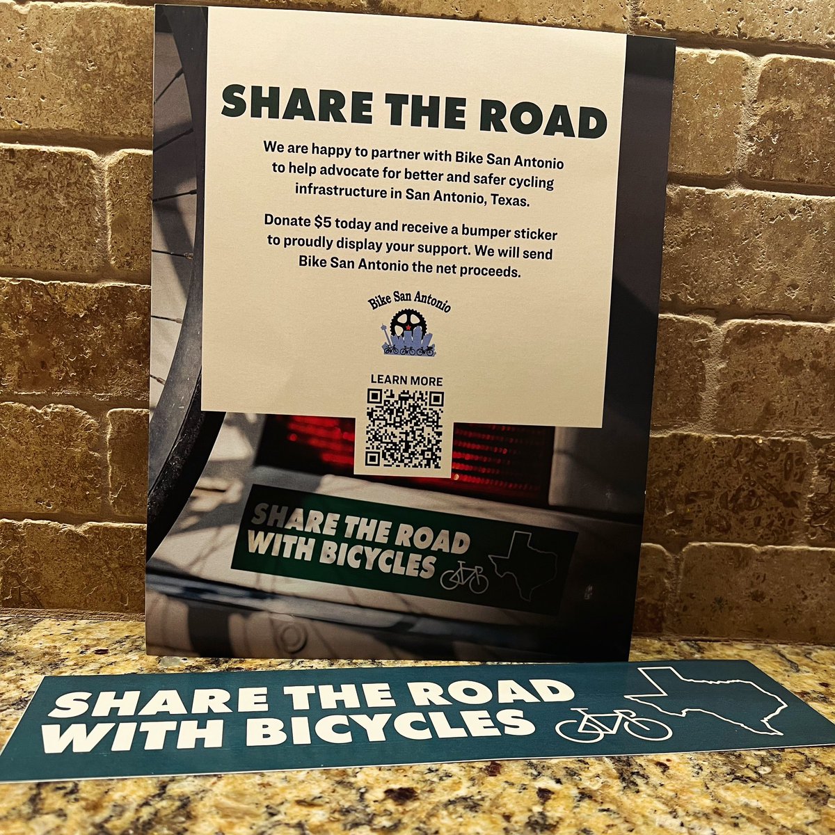 This Bike Month, we are partnering with Trek to help spread the message of road safety with a Share The Road bumper sticker!

For a $5 donation, grab your Share The Road bumper sticker today at any @trekrideclubsatx location. #bikemonth #bikesafety #sharetheroad