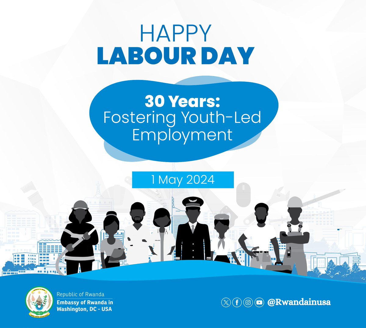 Much appreciation @UnitedStatesRCA for your commitment to joining hands with fellow Rwandans in the promotion of job creation as one of the key pillars in the National Strategy for Transformation of our country #Rwanda #HappyLaborDay