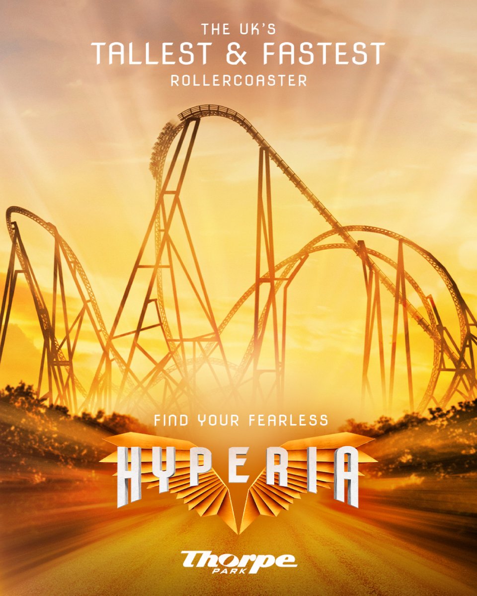 Our new record-breaking coaster opens on the 24th May🎢

Book now to Find Your Fearless on Hyperia, the UK's tallest and fastest rollercoaster👉 thorpeparkofficial.visitlink.me/o4Rckk

#ThorpePark #ThemePark #DayOut #Visit #Hyperia #FindYourFearless