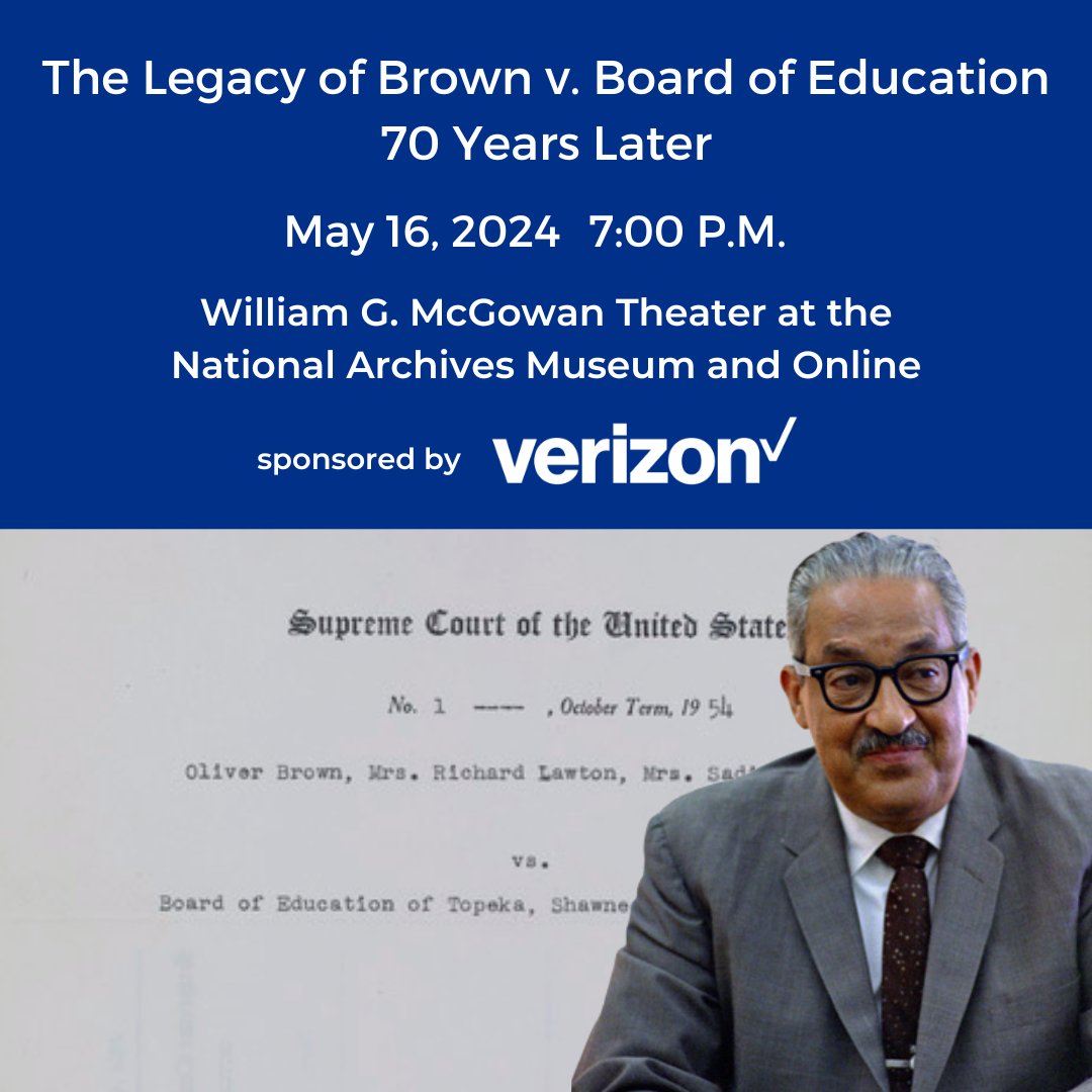 In celebration of the 70th anniversary of Brown v Board, join us for an evening of conversation with former law clerks of Supreme Court Justice Thurgood Marshall. bit.ly/4d3OltC